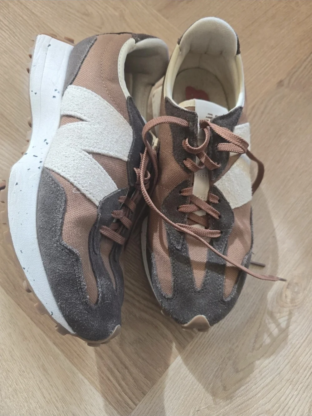 New Balance Brown and Tan Suede-Panel Sneakers